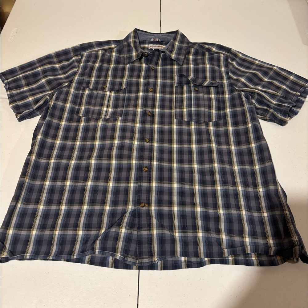 Carhartt Relaxed Fit Plaid Button Down Short Sleeve Shirt Men’s Size XXL